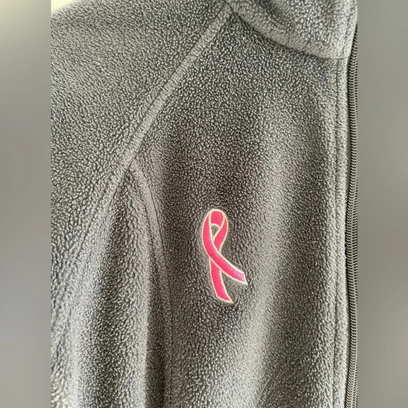 Columbia Black Fleece Jacket w/ Pink Breast Cancer Ribbon Women’s Size Medium - Picture 3 of 15